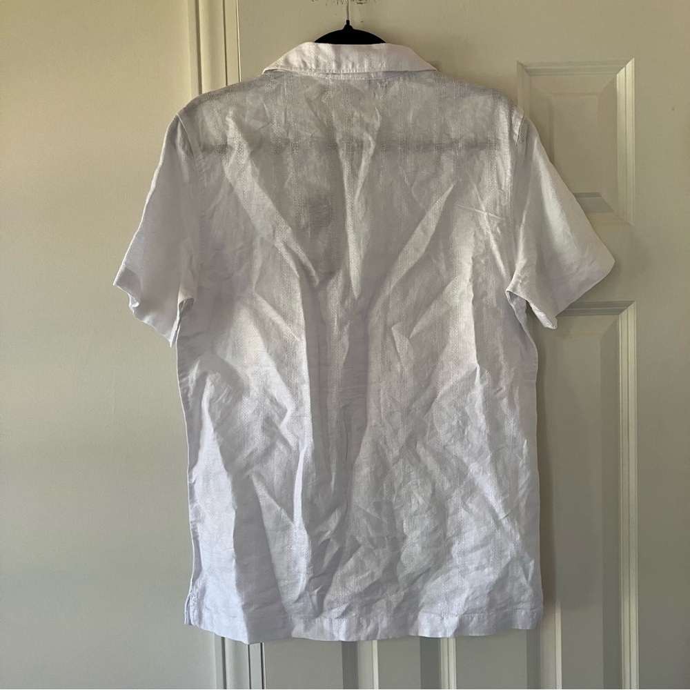 NWT Men’s PANAMA JACK Bright White Linen Short Sleeve Pocket Solid Button Shirt - Picture 2 of 9